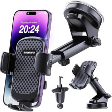 [True Shockproof] Car Phone Holder [2024 Improved Suction and Clip] Dashboard Windshield Truck Accessories Mount for iPhone 14 Pro Max 13 12 11 Samsung S23