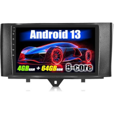 [8-Core] SIXWIN 4+64G Android 13 Carplay Android Car Radio for Mercedes-Benz Smart Fortwo 2011-2015, 9 Inch Touchscreen, 1280 x 720, with DSP GPS WiFi BT USB FM RDS Radio Mirror Link + 32 Band EQ