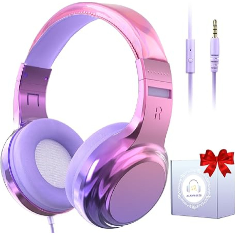 JYPS Kids Headphones, Kids Headphones for Girls, Toddler Headphones Wired for Kindle/iPad/Fire Tablet/School, Headphones for Kids Ages 2-12 Years with Microphone and 3.5mm Jack