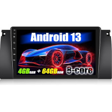 [8-Core] SIXWIN 4+64G Android 13 Carplay Android Car Radio for BMW E39 X5 E38 M5, 9 Inch Touchscreen, 1280 x 720, with DSP GPS WiFi BT USB FM RDS Radio Mirror Link + 32 Band EQ