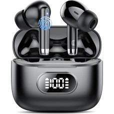 Bluetooth Headphones, Wireless Bluetooth 5.3 Sport In-Ear Headphones with 4 Microphones, HiFi Stereo Earphones, 50 Hours Playtime, LED Display, ENC Noise Reduction for Work and Study