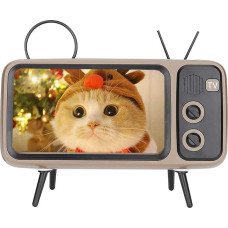 Bewinner Mobile Phone Stand, Turn Your Phone into a Retro TV, Retro TV-Shaped Bluetooth Speaker, Retro TV-Shaped Bluetooth Speaker with Stand for Mobile Phones Under 6 Inch