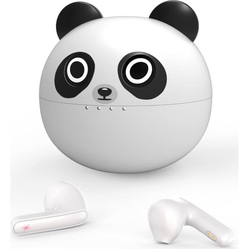 Wireless Headphones, Mini Bluetooth Headphones with Microphone, 2022 Updated Cute Panda Kids Adults In-Ear Wireless Headphones, IPX5 Waterproof Gaming/Music Mode Stereo Headset