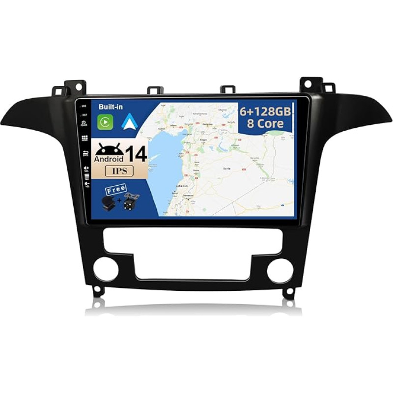 JOYX - [6G+128G] Android 13 Car Radio Suitable for Ford S-Max (2007-2008) - Built-in DSP/Carplay/Android Car - Camera MIC Free - 9 Inch 2 DIN - Support SWC 4G WiFi DAB Fast Boot 360 Camera