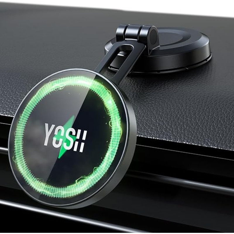 YOSH 15 W for Magsafe Car Holder with Charging Function, 2024 Wireless Magnetic Car Mobile Phone Holder, 360° Rotation Car Charging Station Mobile Phone Holder for BMW Mecedes Tesla for iPhone Magsafe