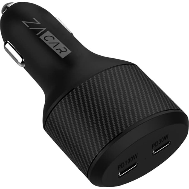 130 Watt 2-Way USB-C Car Charger: Car Charger from ZACAR with 100 W + 30 W USB-C Power Delivery for 12 V / 24 V - Car/Truck/Motorhome, Charges MacBook Samsung Huawei FCP SCP Apple iPhone iPad