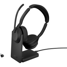 Jabra Evolve2 55 Wireless Stereo Headset with Charging Station and Jabra Air Comfort - Noise Cancelling Microphones & ANC - Compatible with All UC Platforms Such as Zoom and Google Meet - Black