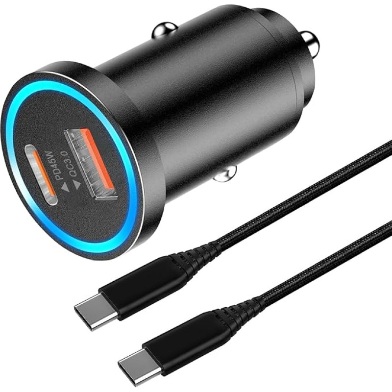 63W Car Charger and Cable for Samsung Galaxy S23 Ultra/S23 Plus/S23/S22 S21 S20 FE,A53 A54 5G/A23 A33 A14 A34 A52 A52S A72,Note 20,Fast Phone Cigarette Lighter Adapter USB C 45W & Quick Charge 3.0 10