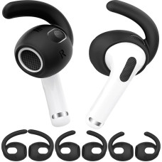 AHASTYLE Ear Pads for AirPods 3 Silicone 3 Pairs (S+M+L) Ear Hook Non-Slip Earphone Covers Does Not Fit in Charging Case: Compatible with Apple AirPods 3 2021 (Black)