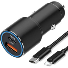 Car Charger USB C PD &QC 3.0 for iPhone 14 12/13 Pro/14 Pro Max/12 Mini/SE 2020 2022 XR XS X 11 7/8 Plus, XS Max, Car Charger Fast Charger, 36W Power Delivery/Quick Charge 3.0 + Cable