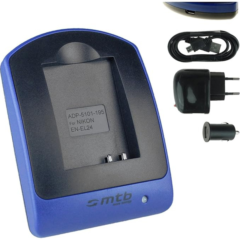 USB CAR MAINS + CAR CHARGER FOR NIKON EN- EL24/1 J5 1J5/DL18 -50 DL24 – 85