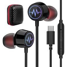 USB C Headphones for Pixel 9 Pro XL 8 Galaxy A35 A55 S24 A34 A54 A53 Type C Headphones with LED RGB Light with HiFi Stereo Microphone Wired In-Ear USB C Headphones for iPhone 16 15 Pro Max OnePlus 12