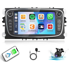 2+64G Android 13 Car Radio for Ford Focus II Mondeo 9 S-Max C-Max Kuga 2008-2011 with Carplay Android Car, 7 Inch Touchscreen Radio with Bluetooth FM/RDS/HiFi WiFi/GPS + AHD Rear View Camera & Mic