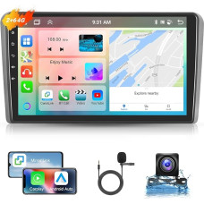 Podofo Car Radio for Audi A3 2008-2012 with Wireless Carplay Android Car, 9 Inch IPS Touchscreen Car Radio, 8 Core 2+64G, Bluetooth/WiFi/Mirror Link/GPS/DSP + Reversing Camera