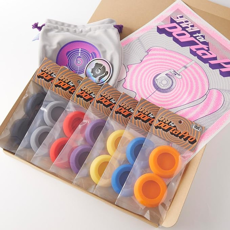 YAXI Ear Pads for Koss Portapro 7 Colors (Grey + Purple + Black + Blue + Yellow + Red + Orange) + A3 Purple/Orange Poster + Bag