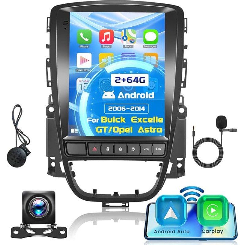 Hikity 2G + 64G Android 13 Car Radio for Opel Astra Buick Excelle GT 2006-2014 with Wireless Carplay Android Car 9.7 Inch Screen Car Radio with GPS WiFi Bluetooth FM RDS HI-FI MIC Reversing Camera