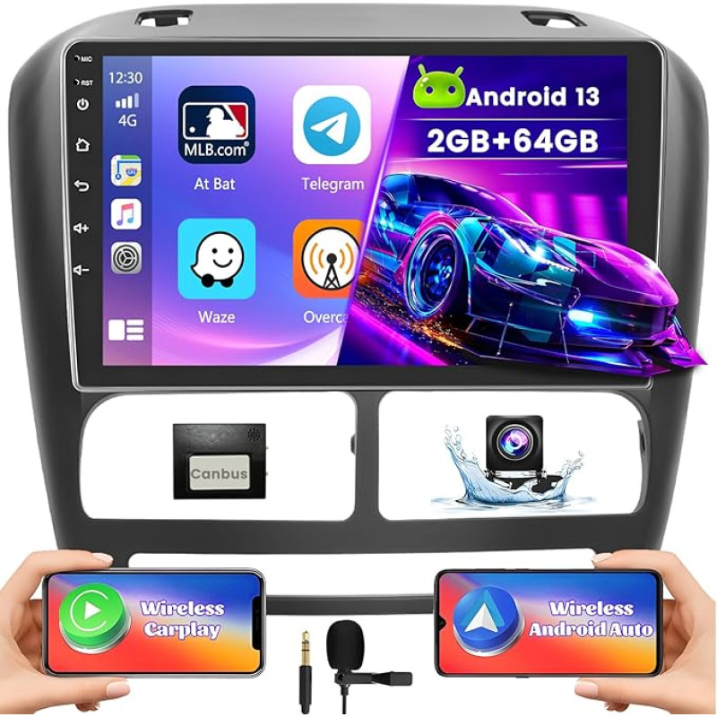 Hikity 2G + 64G Android 13 Car Radio for Fiat Doblo 2010-2015 Combo 2011-2018 with Wireless Carplay Android Car 9 Inch Screen Car Radio with GPS WiFi Bluetooth FM RDS HI-FI MIC Rear View Camera