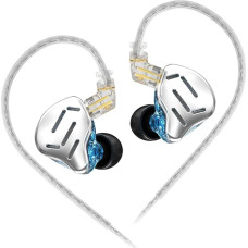 KZ Zax 16 Units In-Ear Headphones HiFi Noise Reduction Hybrid Controlled IEM Headphones Zinc Alloy Earbuds with Detachable Silver Plated Upgrade Cable