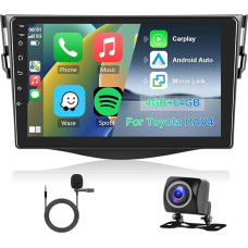 Hodozzy 8 Core 4G + 64G Car Radio for Toyota RAV4 2007-2011 Android 9 Inch IPS Touchscreen Screen Navigation Carplay Wireless Android Car Mirror Link 2 DIN Radio Bluetooth DSP WiFi FM RDS Reversing