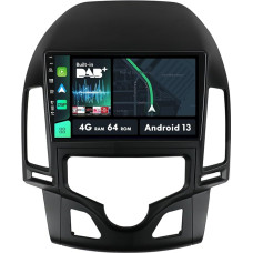 9 Inch IPS Android Car Radio Suitable for Hyundai I30 2006-2011 - [4G+64G] - Built-in DAB+/DSP/Carplay/Android Car - 4 LED Camera Free & Mic - With Steering Wheel Control 4G WiFi BT5.0 RDS