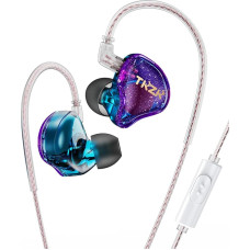 EZ EAR TKZK TK01 HiFi Entry Headphones with Dynamic Driver, Deep Bass In-Ear Monitor with Tesla DD, In-Ear Headphones with 2 Pin OFC Cable for Stage, Music, Pop, ACG (Purple, with Microphone)