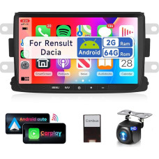 2 + 64G 8 inch car radio 2 DIN for Renault Dacia Duster Sandero Logan Dokker wireless carplay Android car with screen HiFi Bluetooth RDS/FM radio + AHD rear view camera + CANBUS