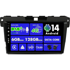 SXAUTO Android 13 [Built-in 4G & DAB] - 6G + 128G - Car Radio for Mazda CX-7 (2008-2015) - Dual Band WiFi - CarPlay Android Car - Camera + Mic - Steering Wheel Control Bluetooth DSP - QLED 9 Inch 2