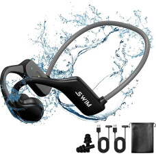 Smalody Bone Conduction Headphones, Open Ear Sports Headphones with Microphone, Waterproof IP68 Bluetooth Headset with 32GB Memory for Swimming, Running, Training, Driving