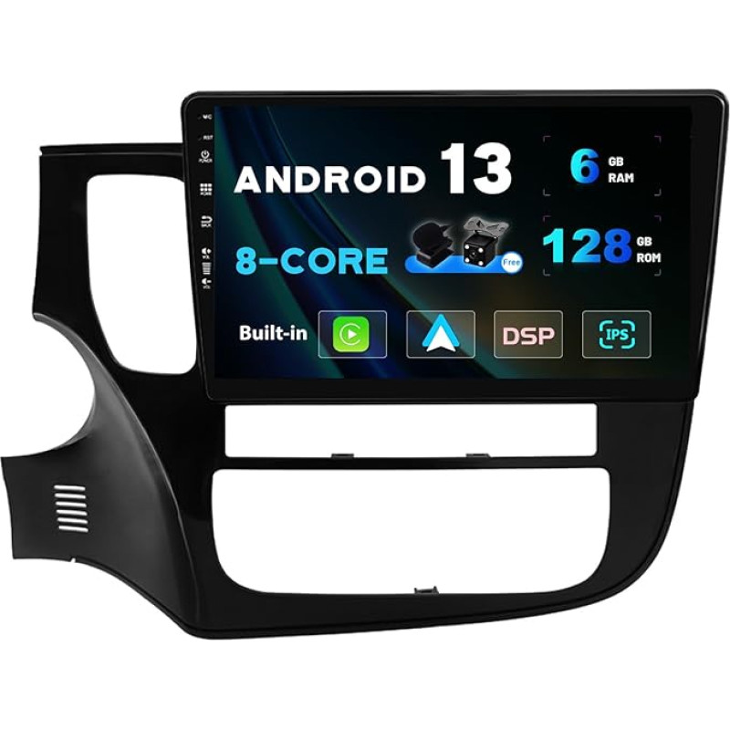 SXAUTO Android 13 [6G+128G] IPS Car Radio for Mitsubishi Outlander (2012-2018) - Built-in Carplay/Android Car - LED Camera + MIC 360-CAM DAB Steering Wheel Control Fast Boot WiFi DSP - 2 DIN 10.1 Inch