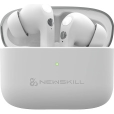 NEWSKILL Anuki Bluetooth 5.0 Wireless Headset, Touch Control, Noise Cancelling, Microphone, IPX4 Resistant, 16 Hours Playback, Wireless Earbuds, USB-C Charging, White