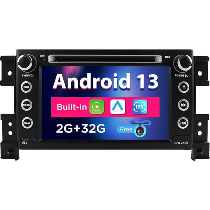 SXAUTO Android 12 IPS Car Radio for Suzuki Grand Vitara (2005-2018) - 2G + 32G - Wireless Carplay & Android Car - Free Camera - DAB Fast-Boot Steering Wheel Split Screen Bluetooth - 2 DIN 7 Inch