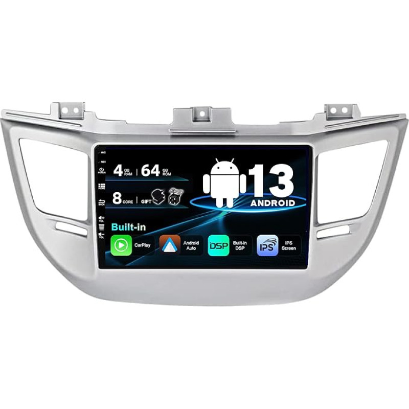 SXAUTO Android 12 IPS Car Radio for Hyundai Tucson (2014-2018) - Built-in Carplay/Android Car/DSP - LED Camera + MIC - 4G + 64G - DAB 360-CAM Steering Wheel Control Fast Boot AHD WiFi - 2 DIN 9 Inch