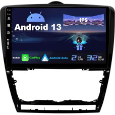 SXAUTO Android 13 IPS Car Radio for Skoda Octavia (2006-2014) - Built-in CarPlay / Android Car - Reversing Camera Free - 2G + 32G - Steering Wheel Control DAB Fast-Boot WiFi DSP - 2 DIN 10.1 Inch