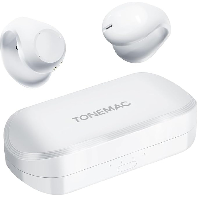 TONEMAC Q2A Wireless Headphones, Bluetooth 5.3 Clip Earbuds, 13mm Driver, Wireless Earbuds, 34H Deep Bass, Stereo Bluetooth Headphones, Built-in ENC Microphone, USB-C, LED Display