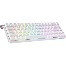 Geeky GK65 SE 65% mechaninė žaidimų klaviatūra 68 klavišai su įvairiaspalviu RGB LED apšvietimu, skirta PC/Mac žaidėjams ANSI US American Layout (balta, mechaninė, juoda)