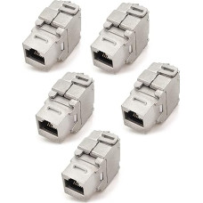 1aTTack.de Keystone modulis RJ45 Cat 6a lizdas Sertifikuotas visiškai ekranuotas STP be įrankių, užfiksuojamas montuojant Cat raw kabelis 500 MHz 10Gbit/s suderinamas su Cat5 Cat6 Cat7 Cat8 Cat8 5 vnt.