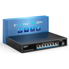 8 prievadų 2.5G PoE komutatorius be valdymo su 8 x 2.5Gb Base-T PoE+@120W + 10G SFP+ Uplink, NICGIGA 2.5Gbe IEEE802.3af/at Power Over Ethernet komutatorius, palaiko WiFi6 AP, NAS, 4K PoE kamerą NVR.