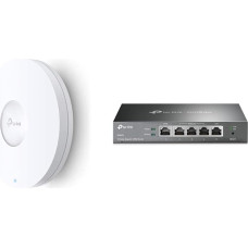 TP-Link EAP660 HD AX3600 Gigabit Dual-Band WiFi 6 WLAN Access Point White & ER605 5 Port Dual/Multiple WAN VPN Router (up to 4 Gigabit WAN Ports, Highly Secure VPN) Black, Ideal for Office Network