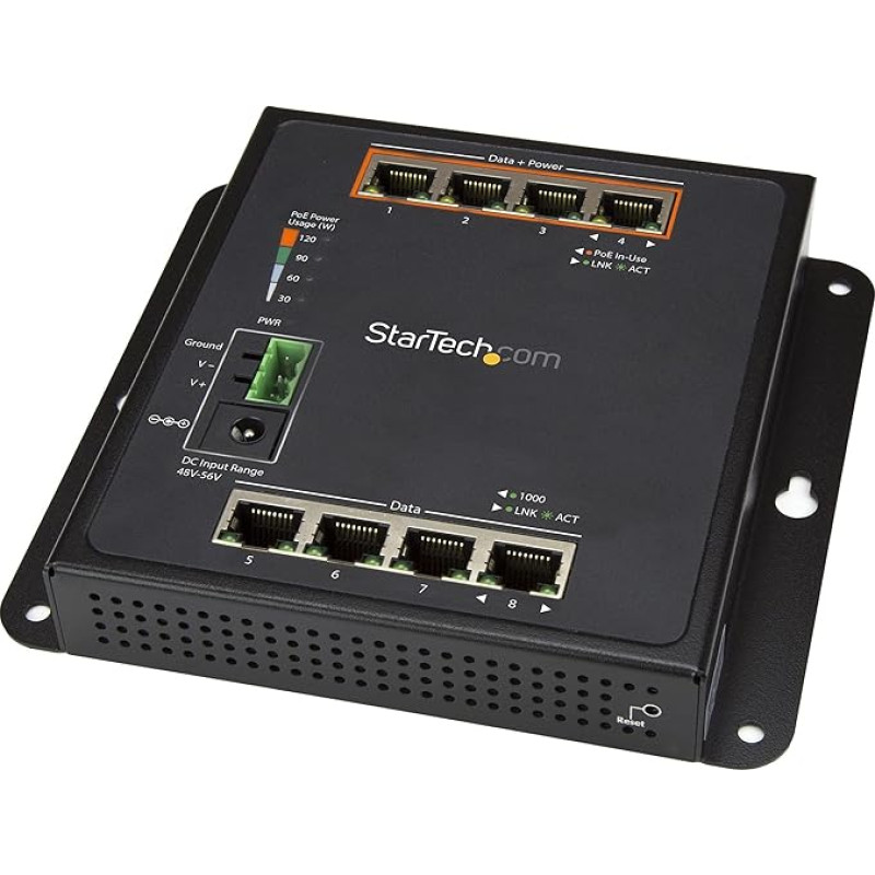 StarTech.com 8 POE valdomas 8 prievadų Ethernet komutatorius - 30 W vienam PoE+ prievadui - pramoninis valdomas sieninis tinklo komutatorius