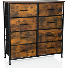 hjh LIVING RAGALA Lengva komoda su 8 stalčiais 80 x 30 x 82 cm Lentynų sistema Svetainės kambario miegamojo prieškambario lentynėlė Dūminis ąžuolas