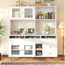 Huayz Kitchen Cabinet, Buffet Cabinet, 170 cm Kitchen Cabinet, Showcase Cabinet, Tall Cabinet with 4 Doors, Buffet Cabinet, Multi-Purpose Cabinet for Kitchen, Living Room, Dining Room, 145 x 39 x 171