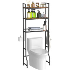 Washing Machine Shelf, Overstructure, Toilet Shelf, Storage Over the Toilet, 3 Tiers, Bathroom Shelf, Multifunctional, Space-Saving, Bathroom Tower Shelf, for Laundry Room, Industrial Style, Black