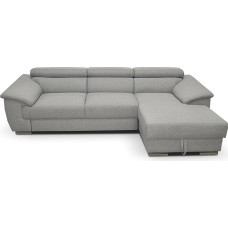 DOMO. kolekcija David Sofa Kampinė sofa su atlošo funkcija, kampinė sofa, L formos funkcinė sofa su spyruokliniu branduoliu, 272 x 166 x 78 cm (plotis x gylis x aukštis), pilka