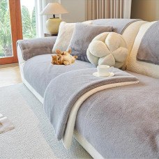 QSZTJJ Velvet Sofos užvalkalas 1 2 3 4 vietų, L formos sofos užvalkalai, itin minkštas sofos užvalkalas, sofos užvalkalas, sofos / sofos užvalkalas, kampinė sofos apsauga (pilka, 70 x 150 cm)