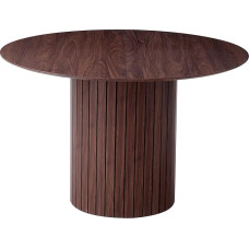 TTATC apvalus valgomojo stalas Wabi Sabi stiliaus virtuvės stalas su cilindriniu mediniu pagrindu valgomojo virtuvėje tamsiai rudos spalvos