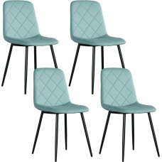 HOMCOM 4 valgomojo kėdžių komplektas Minkštos virtuvės kėdės su aukštomis atlošais, plieninėmis kojomis ir aksomo efekto audiniu, skirtos svetainei, miegamajam, virtuvei, žalios spalvos