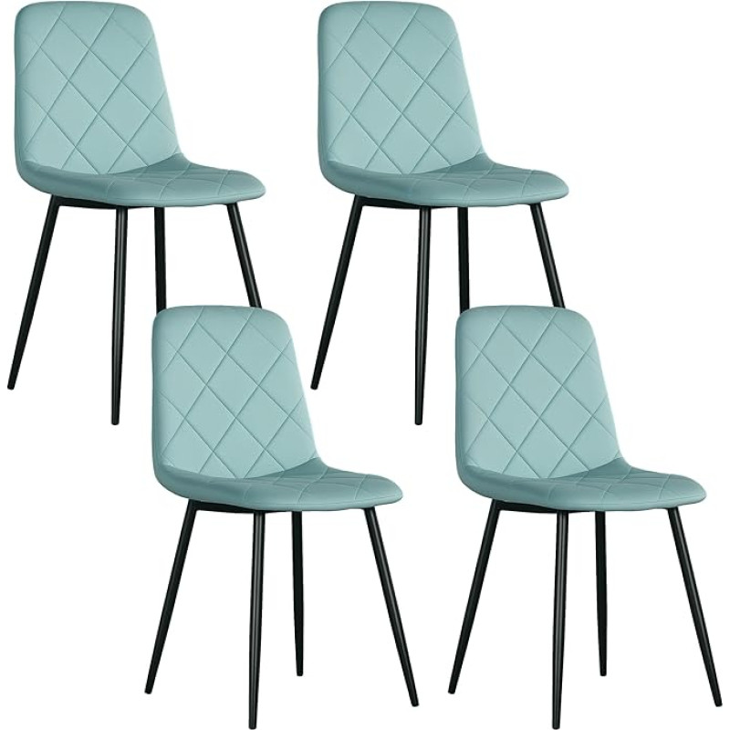 HOMCOM 4 valgomojo kėdžių komplektas Minkštos virtuvės kėdės su aukštomis atlošais, plieninėmis kojomis ir aksomo efekto audiniu, skirtos svetainei, miegamajam, virtuvei, žalios spalvos