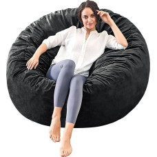 ILPEOD atminties putų pupelių maišas kėdė suaugusiųjų didelis sofa su minkštu mikropluošto padengti apvalus pūkuotas sofa gyvenamasis kambarys miegamasis Kolegijos bendrabutis anglies juoda