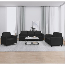 LAPOOH 3201740 3 dalių sofos komplektas su pagalvėlėmis Juoda dirbtinė oda, Sofos ir sofos, Sofa Svetainė, Sofa paauglių kambariui, Sofa poilsiui, Sofa miegamajam, Minkšta sofa