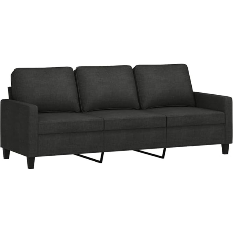 vidaXL sofa 2 sėdimų vietų, poilsio sofa sofa su porankiais ir atlošu, svetainės sofos dizainas Sofa metalinis rėmas, sėdimieji baldai dviems sėdimoms vietoms, modernus, juodas audinys